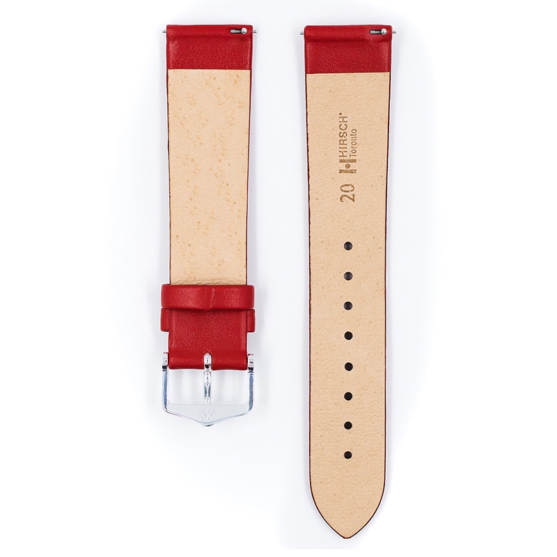Hirsch Toronto Uhrenarmband Italienisches Kalbsleder Rot