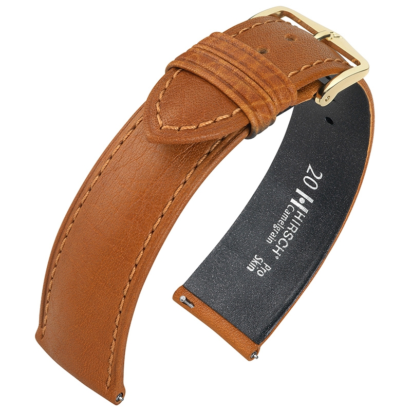 Hirsch Camelgrain Uhrenarmband Pro Skin Antiallergisch Honig