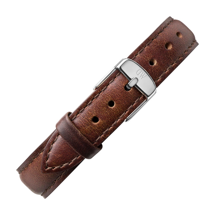 Daniel Wellington 14mm Petite Bristol Uhrenarmband Leder Dunkelbraun mit Stahlschliesse