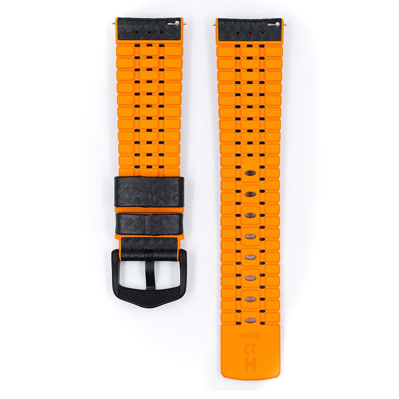 Hirsch Ayrton Performance Uhrenarmband Schwarz / Orange / Leder / Kautschuk 300m WR