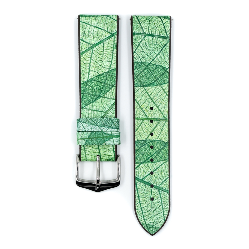 Hirsch Leaf Performance Uhrenarmband Echtes Blatt Grün / Kautschuk Braun