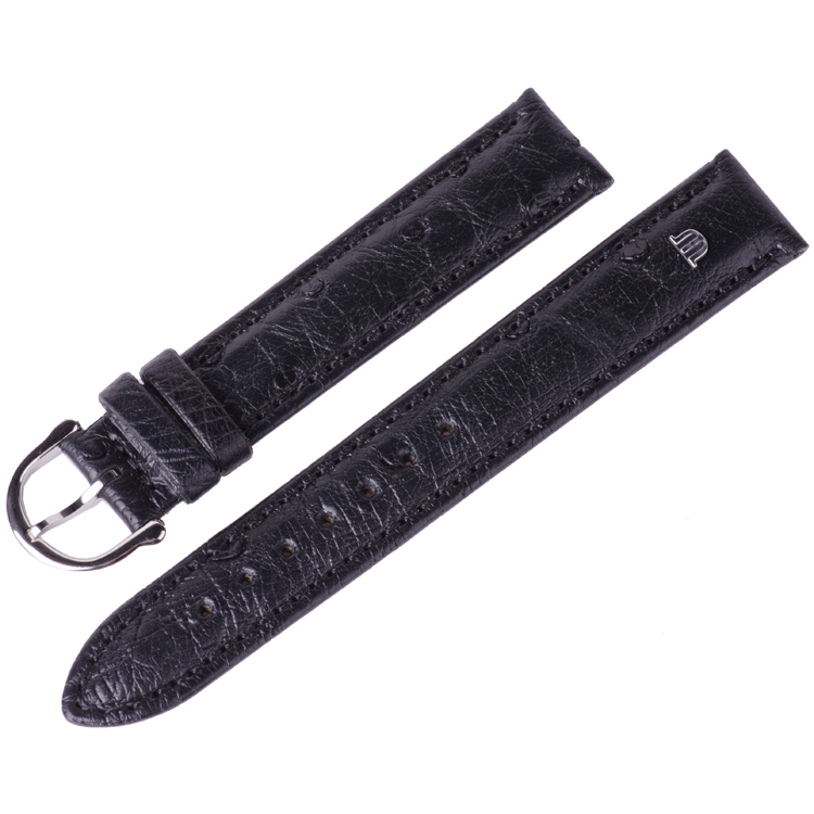 Maurice Lacroix Uhrenarmband Vogelstrauss mit Schliesse Schwarz