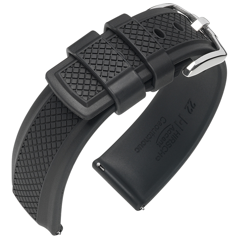 Hirsch Accent Uhrenarmband Kautschuk Schwarz