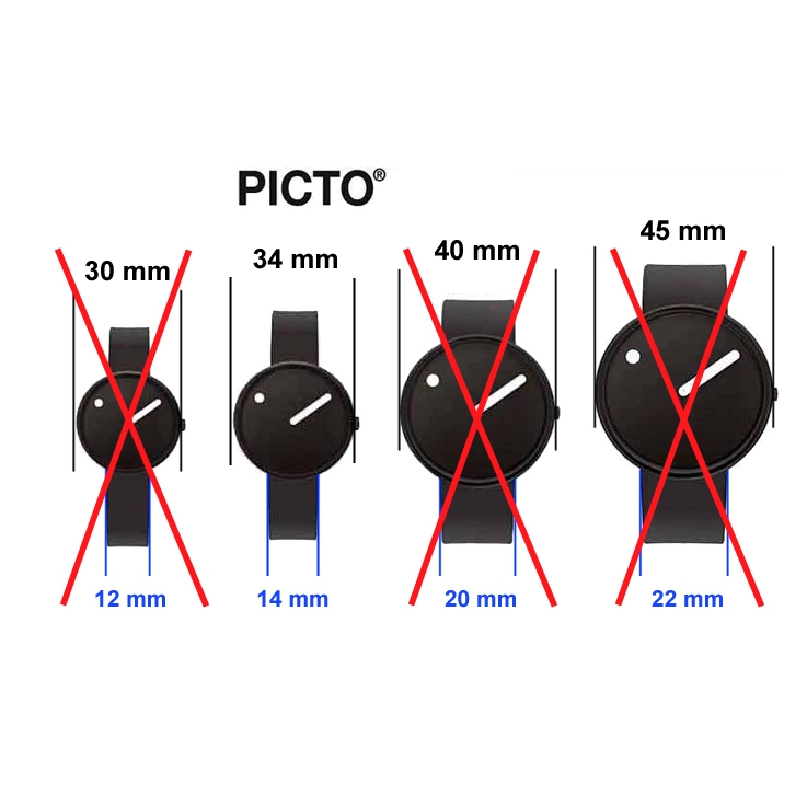 Picto Uhrenarmband Silikon Schwarz - 14mm