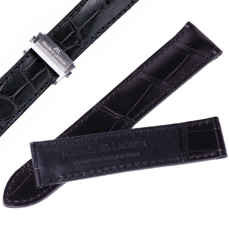 Maurice Lacroix Pontos Uhrenarmband Klemmschliesse Mississippi Alligator Schwarz