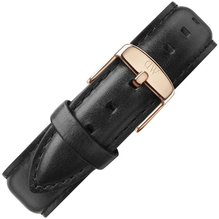 Daniel Wellington 20mm Uhrenarmband Classic Sheffield Leder Schwarz mit Roséschliesse