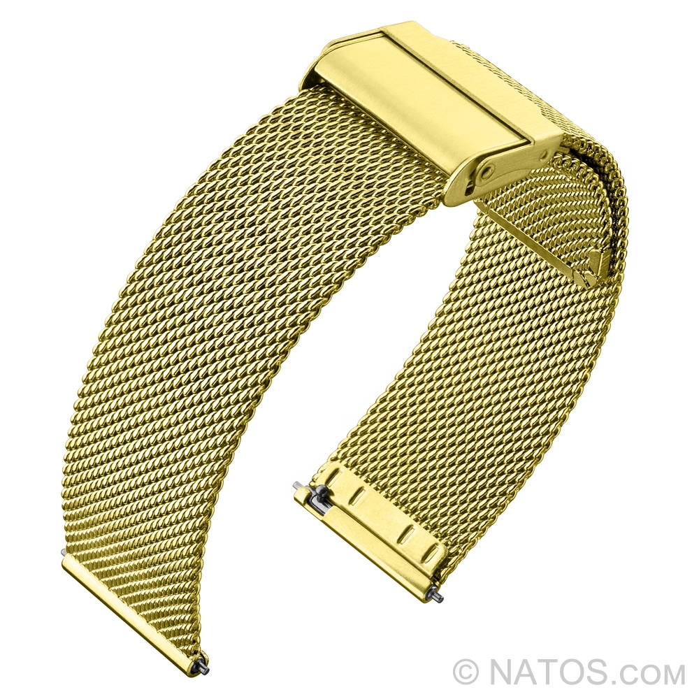 Milanaise Mesh Uhrenarmband 0.6 Fein Gewebter Stahl Goldfarbig mit Sicherheitsverschluss