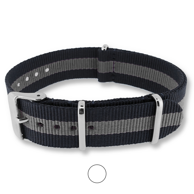 Regimental Schwarz Grau NATO Uhrenarmband G10 Military Nylon Strap