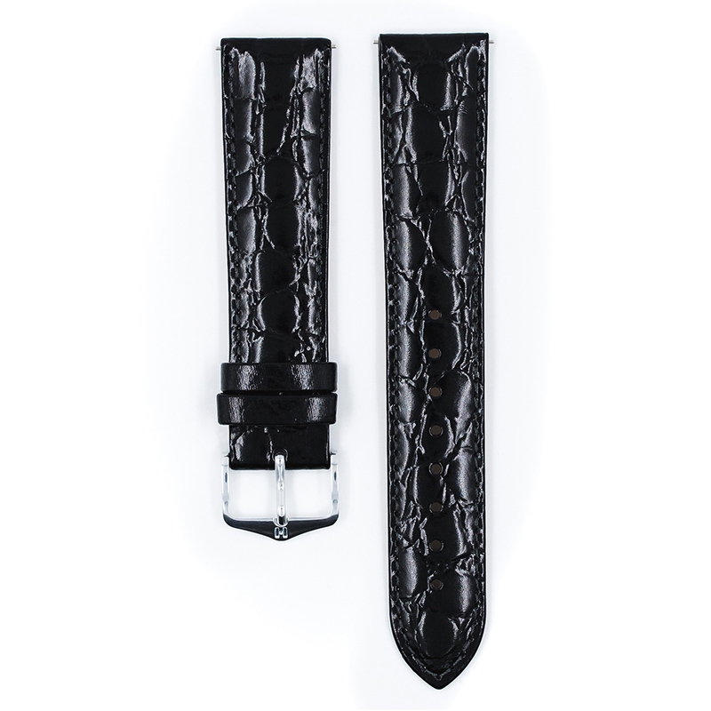 Hirsch Crocograin Uhrenarmband Schwarz