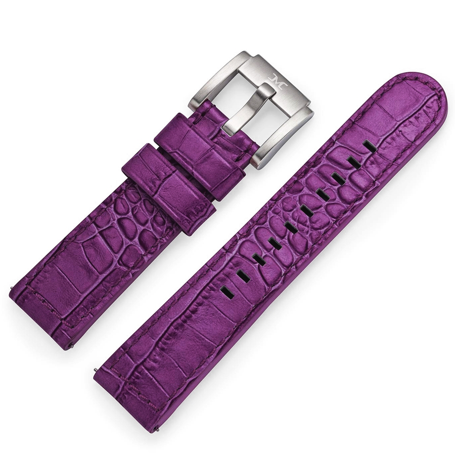 Marc Coblen / TW Steel Uhrenarmband Leder Alligator Lila 22mm