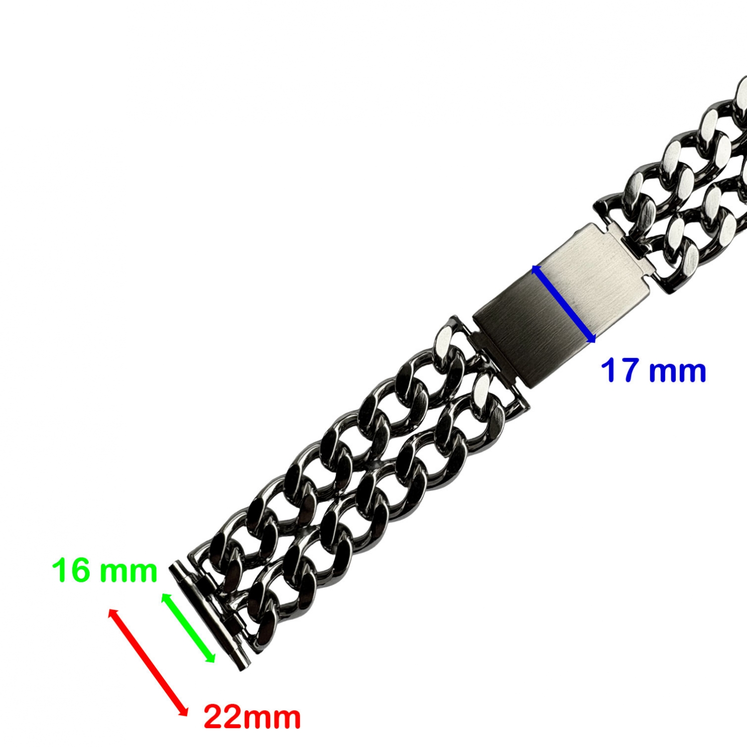 Expandro Double Chain Link Stahl Uhrenarmband 717/22 - 722/22 - Vintage New Old Stock 1970er Jahre
