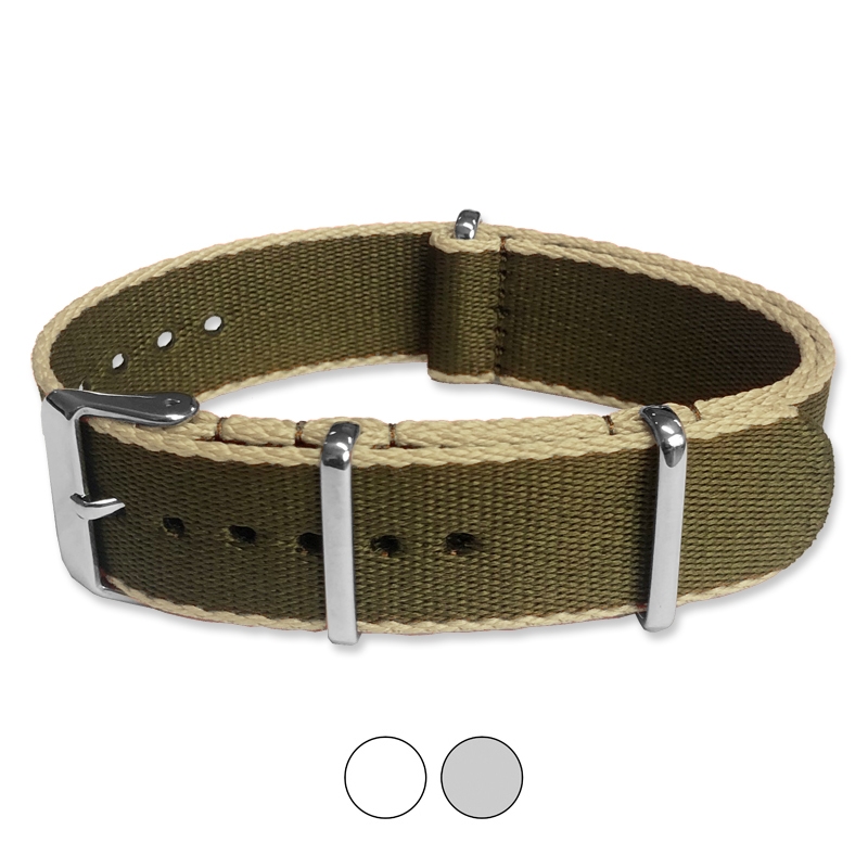 Armeegrün Beige Seatbelt NATO Strap Deluxe Nylon Uhrenarmband