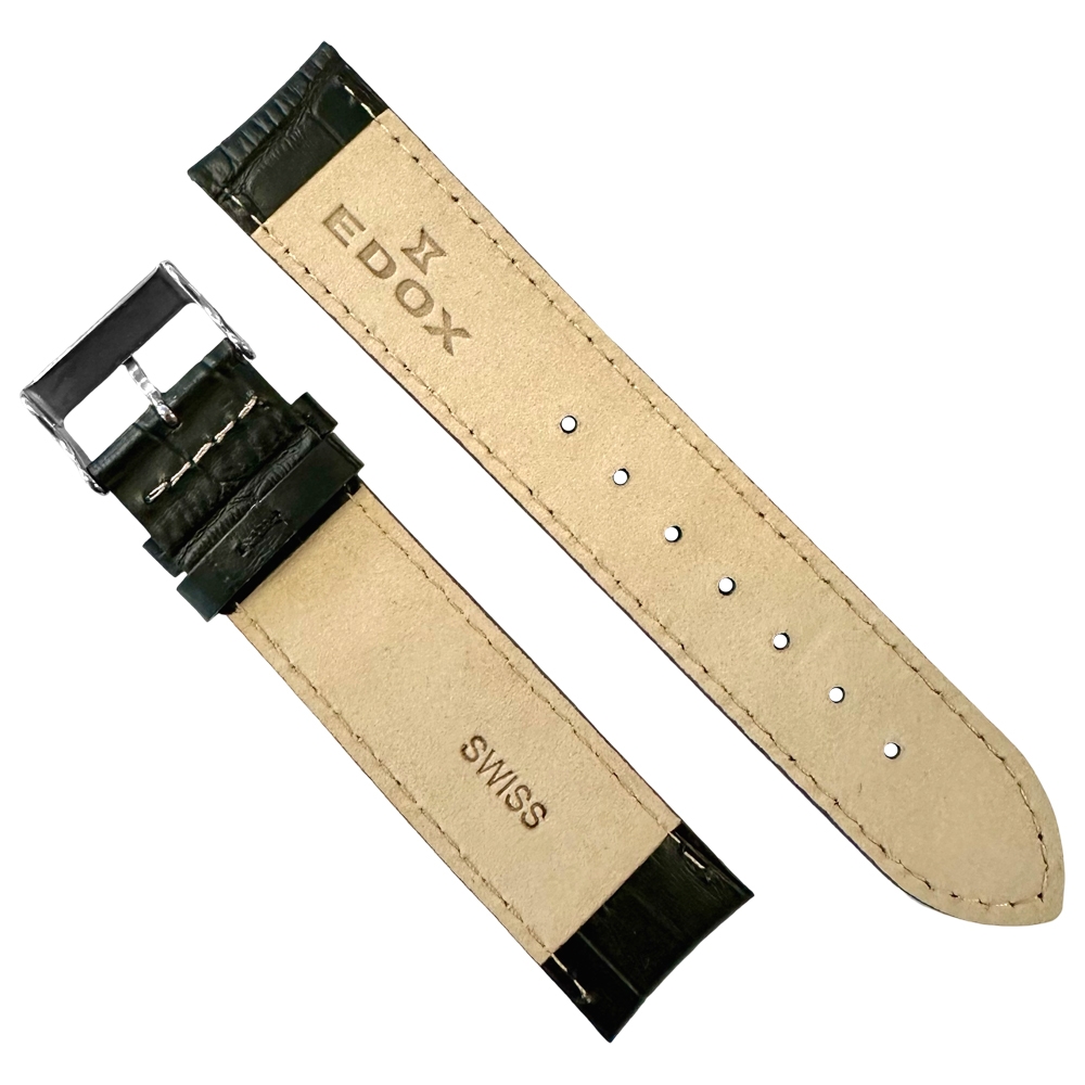 Edox Alligatorgrain Uhrenarmband Kalbsleder mit Schliesse Braun