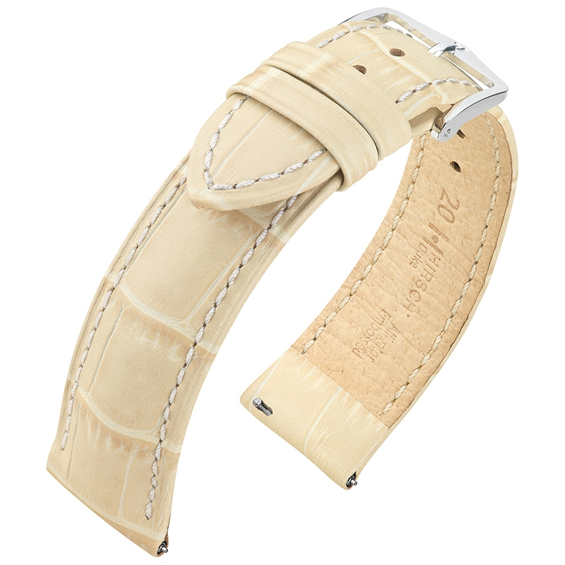 Hirsch Duke Uhrenarmband Alligatorgrain Beige