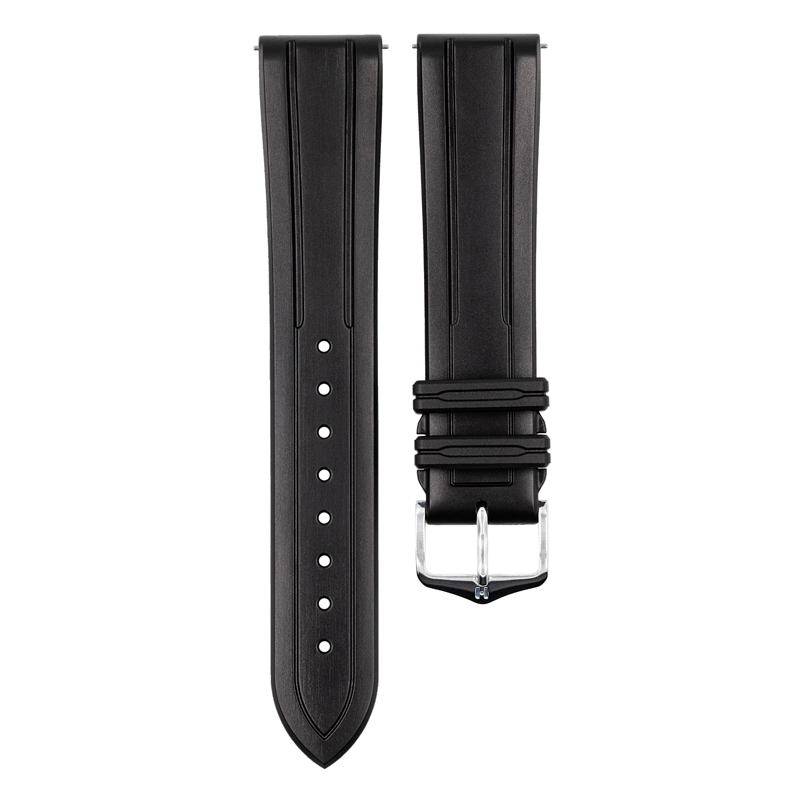 Hirsch Hevea Uhrenarmband Kautschuk Schwarz