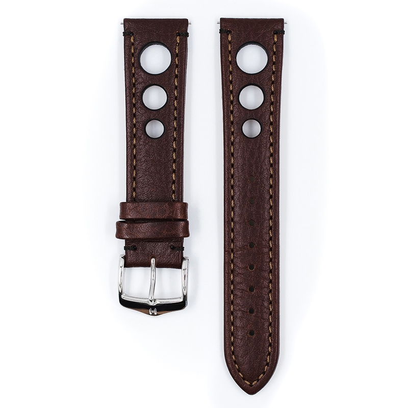 Hirsch Rally Artisan Perforiertes Uhrenarmband Braun