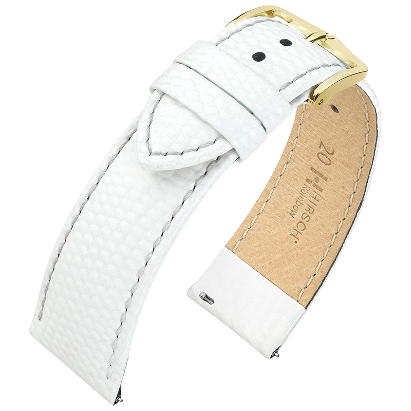 Hirsch Rainbow Uhrenarmband Lizardgrain Weiss