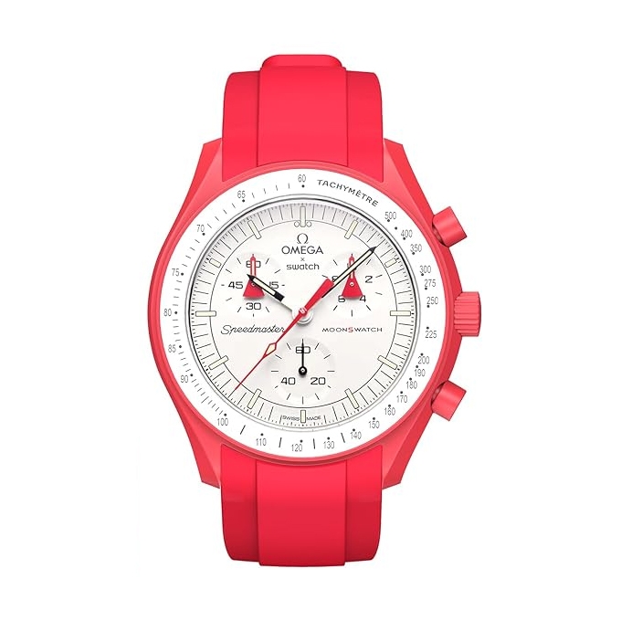 Gummi Uhrenarmband für MoonSwatch Rot