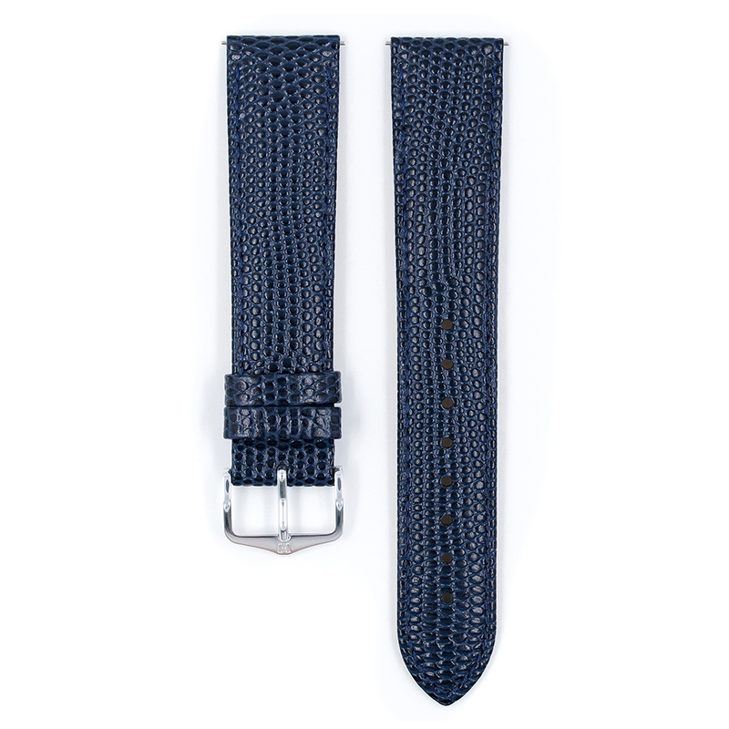 Hirsch Rainbow Uhrenarmband Lizardgrain Blau