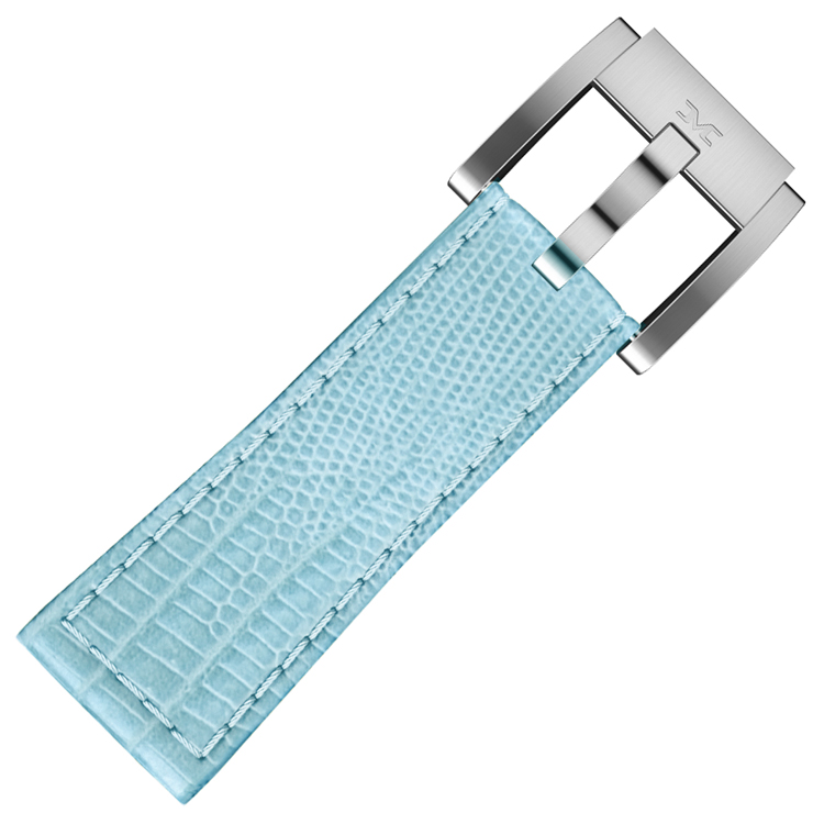 Marc Coblen / TW Steel Uhrenarmband Hellblau Leder Schlange 22mm 