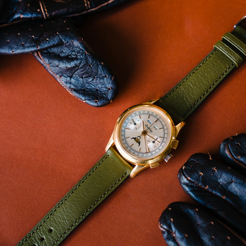 LIC Madras Ziegenleder Uhrenarmband Olive