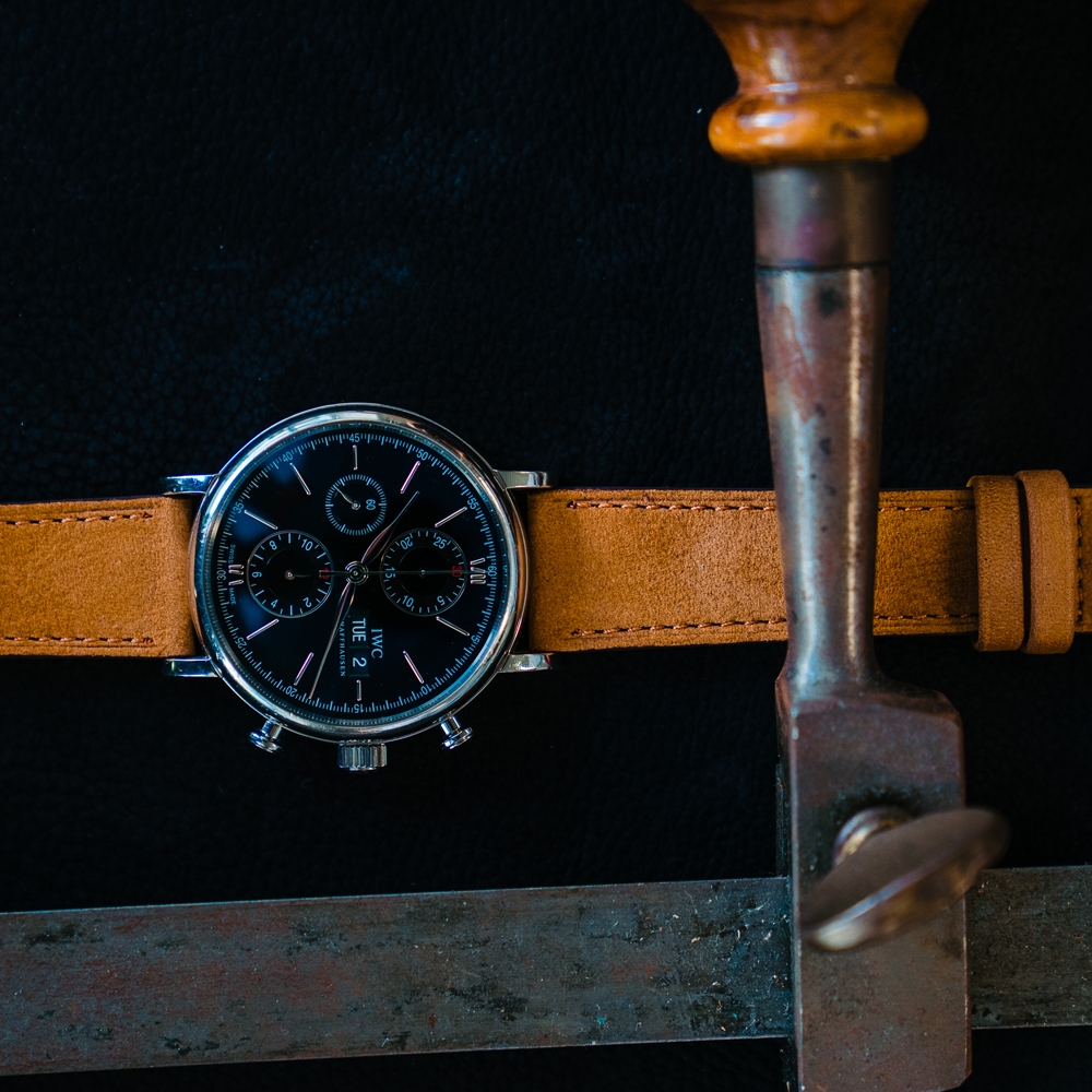 LIC Nubuck Stierleder Uhrenarmband Whisky