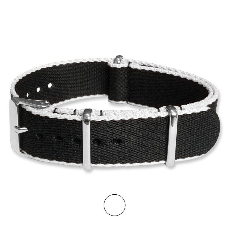 Schwarz Weiss Seatbelt NATO Strap Deluxe Nylon Uhrenarmband