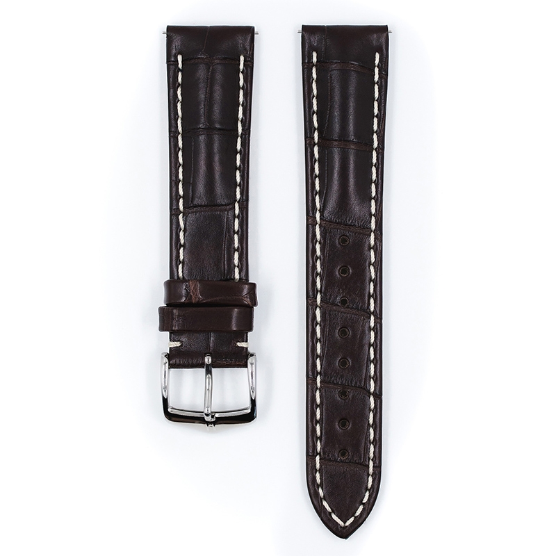 Hirsch Capitano Louisiana Alligator Uhrenarmband Halb-Matt Braun