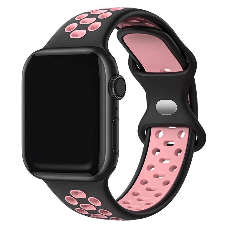Apple Watch Sportives Uhrenarmband Gummi Schwarz Rosa