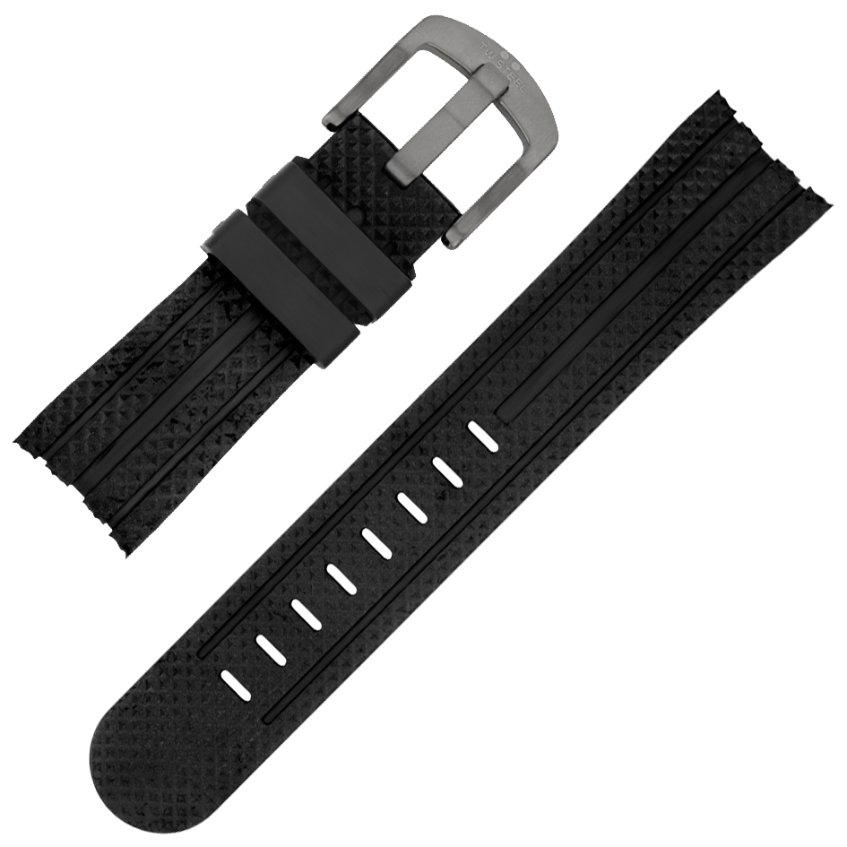 TW Steel Uhrenarmband TW76, TW90, TW91, TW93, TW702 - Gummi Schwarz 22mm