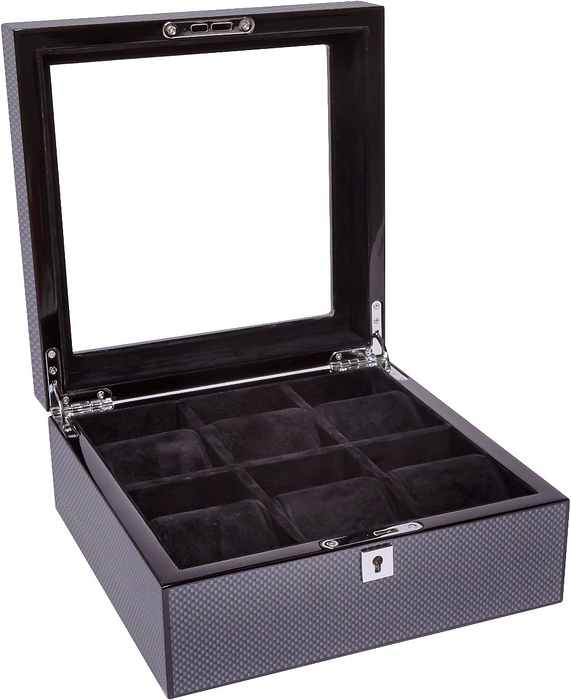 La Royale Napoli Uhrenbox Carbon mit Fenster - 6 Uhren
