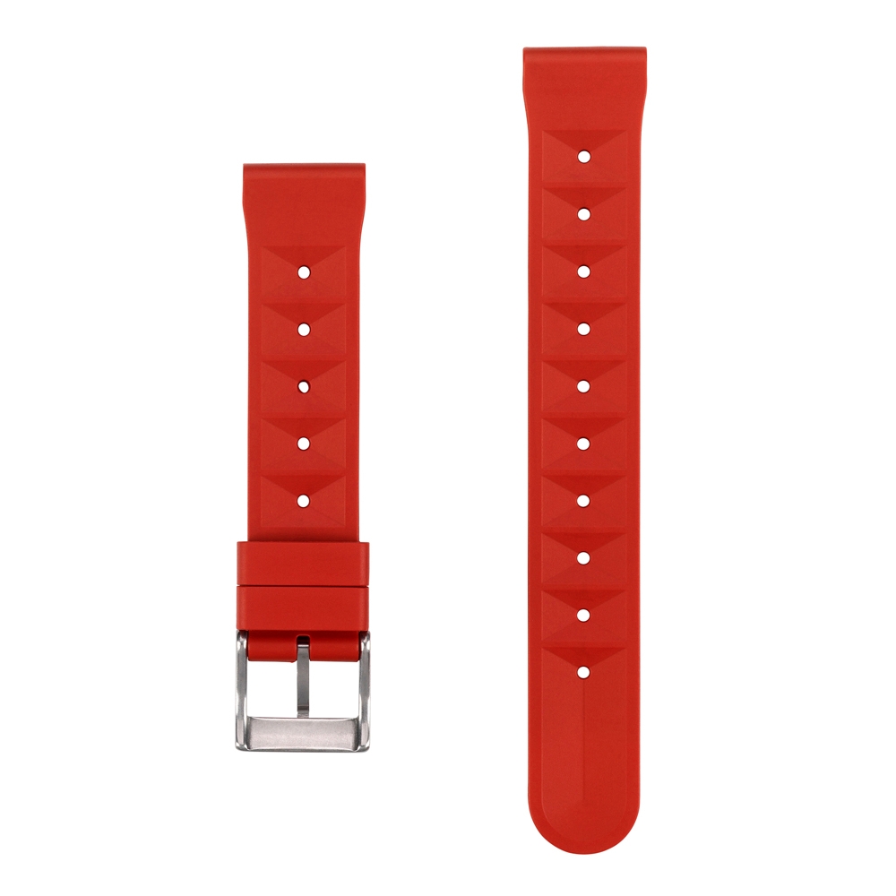 Seiko Style Waffle Strap Uhrenarmband Gummi Rot