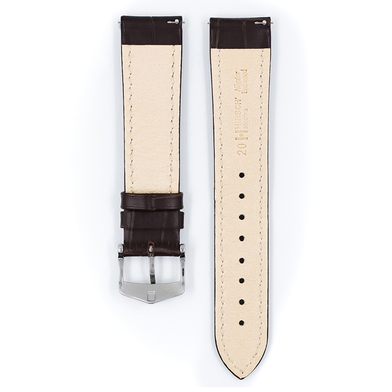 Hirsch Modena Uhrenarmband Alligatorgrain Braun