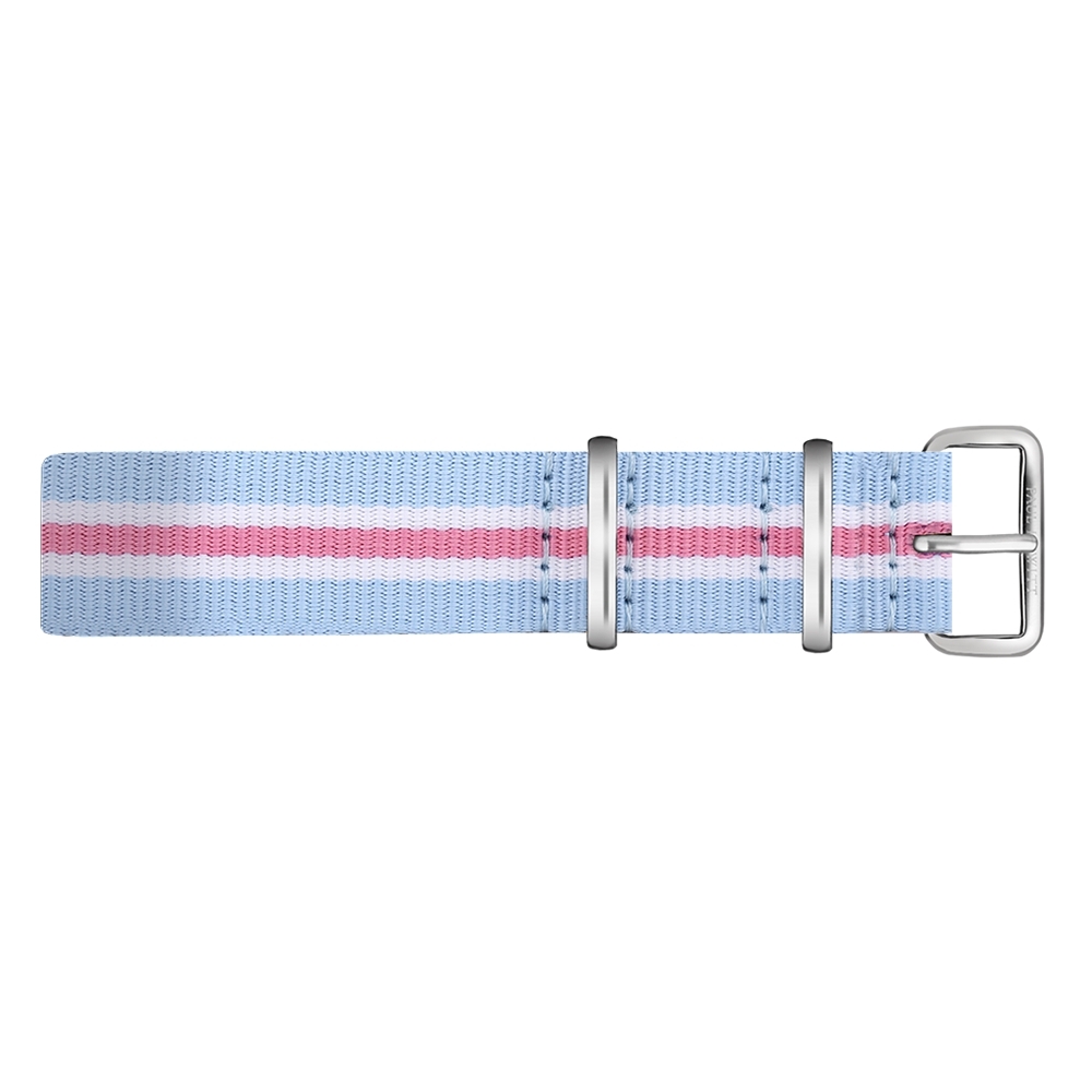 Paul Hewitt NATO Uhrenarmband Hellbleu Weiss Rosa mit Stahl Schliesse 20mm