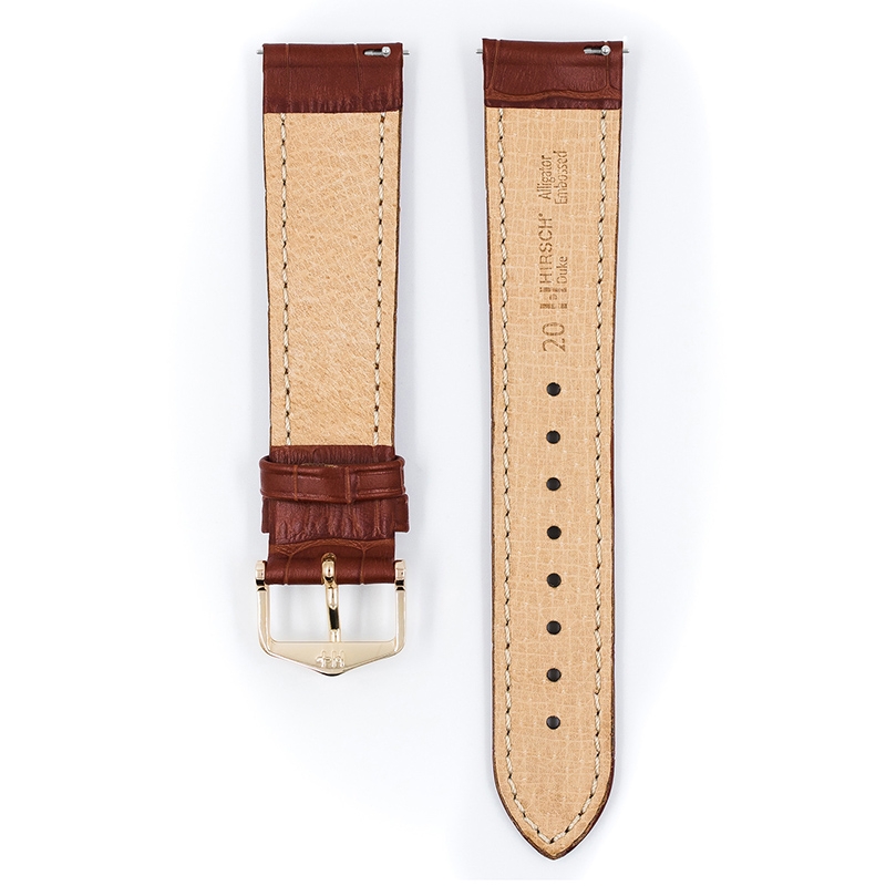 Hirsch Duke Uhrenarmband Alligatorgrain Goldbraun