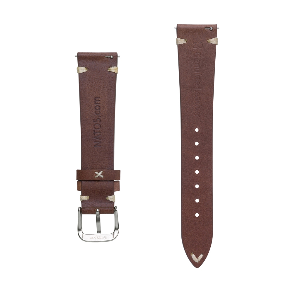 Oily Leather Vintage Leder V-Stitch Uhrenarmband Braun
