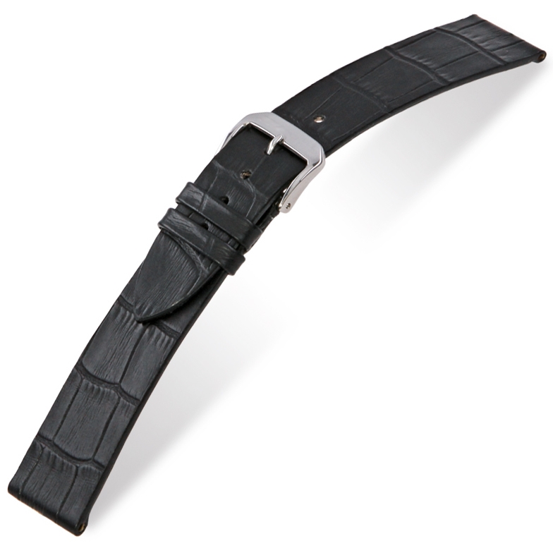 Happel Charleston Alligatorgrain Uhrenarmband Schwarz