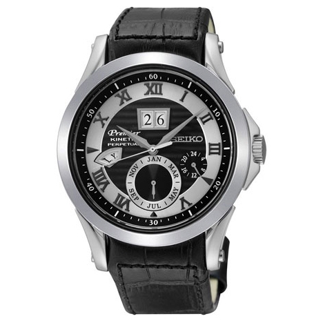 Seiko Premier Uhrenarmband SNP061 Leder Schwarz