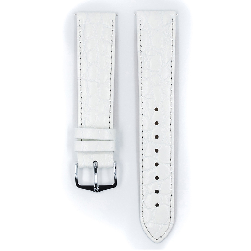Hirsch Crocograin Uhrenarmband Weiss