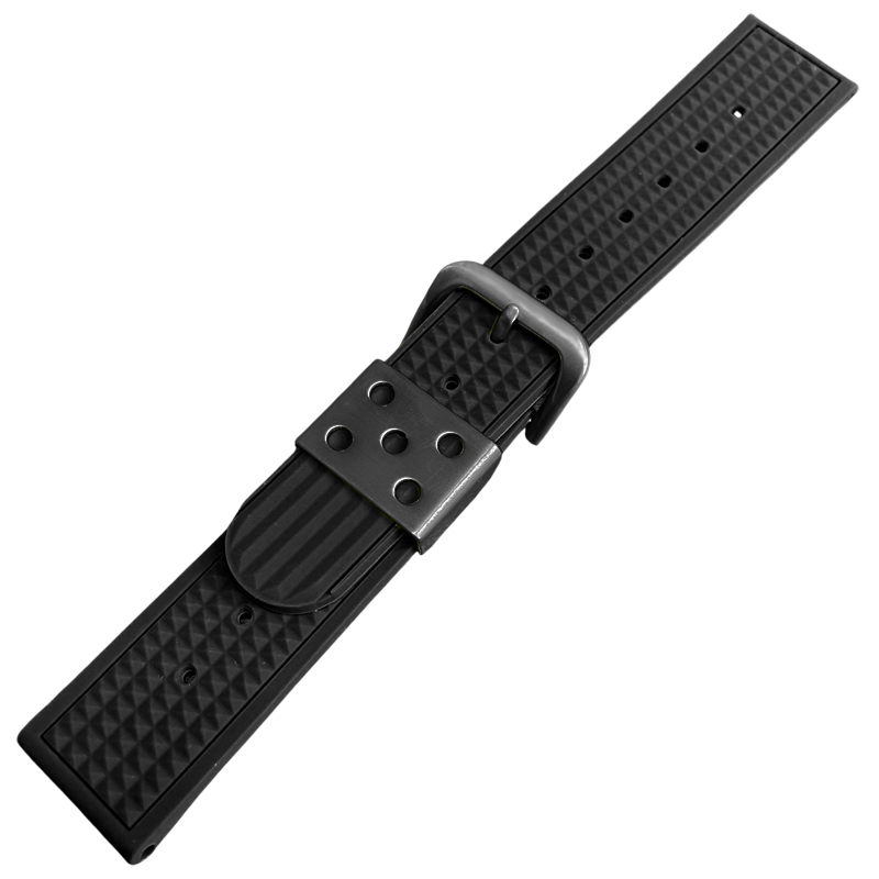 Waffle Strap Uhrenarmband Gummi Schwarz