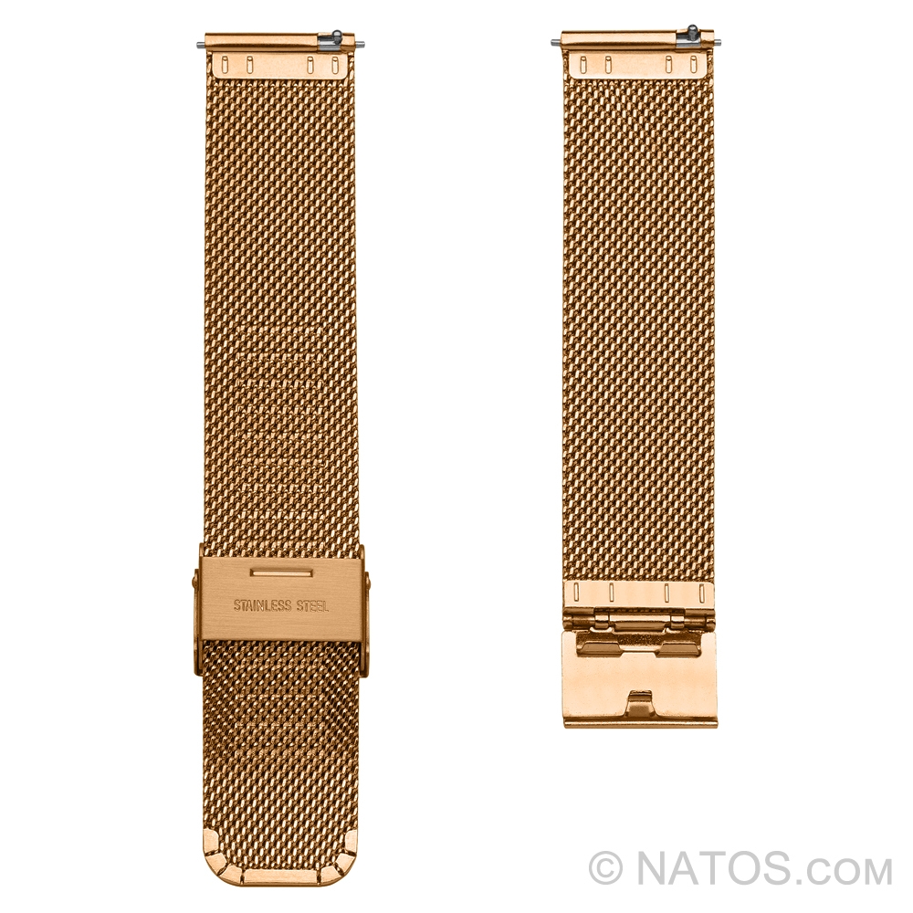 Milanaise Mesh Uhrenarmband 0.6 Fein Gewebter Stahl Rosegoldfarbig mit Sicherheitsverschluss