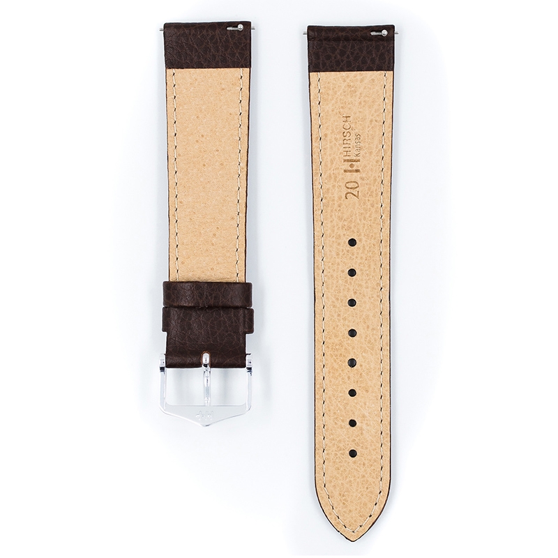 Hirsch Kansas Uhrenarmband Kalbsleder Büffelstruktur Braun