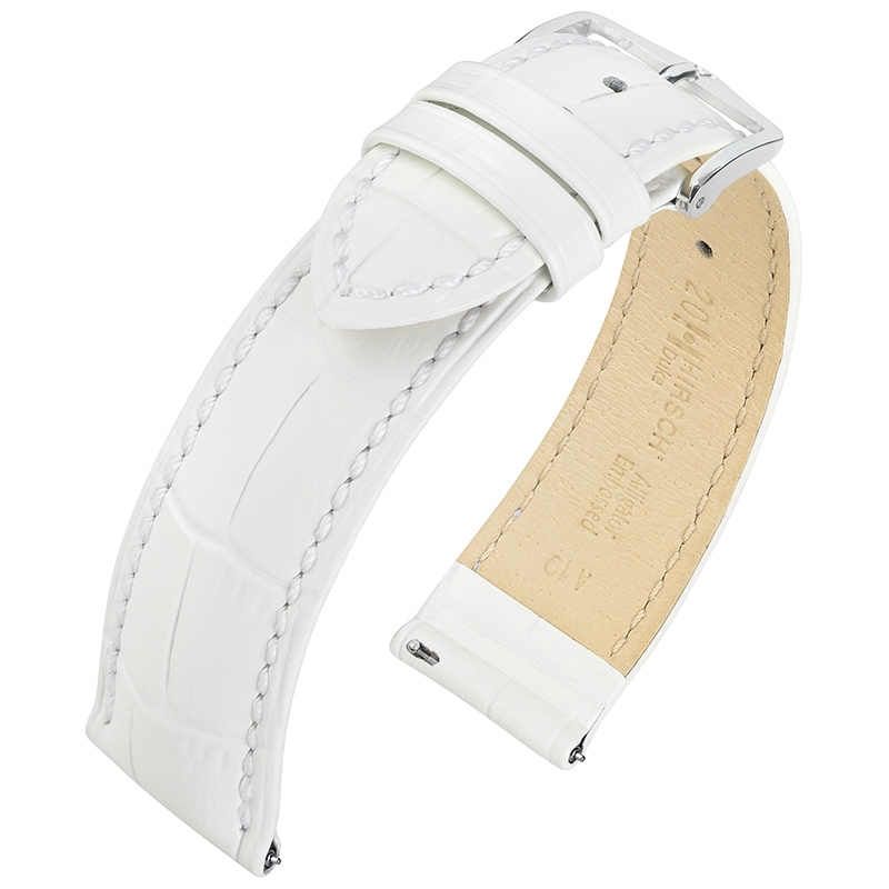 Hirsch Duke Uhrenarmband Alligatorgrain Weiss