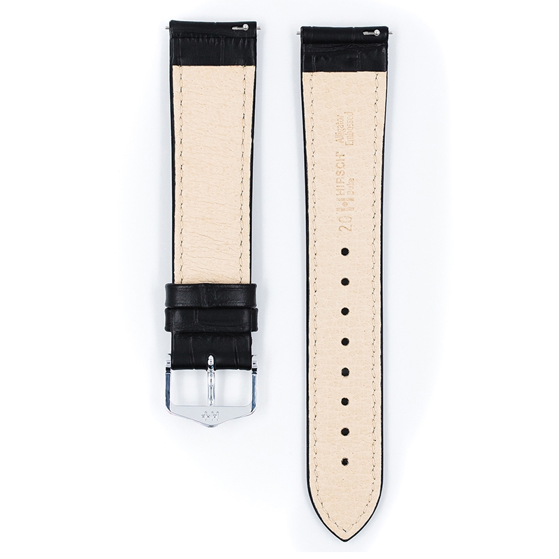 Hirsch Duke Uhrenarmband Alligatorgrain Schwarz