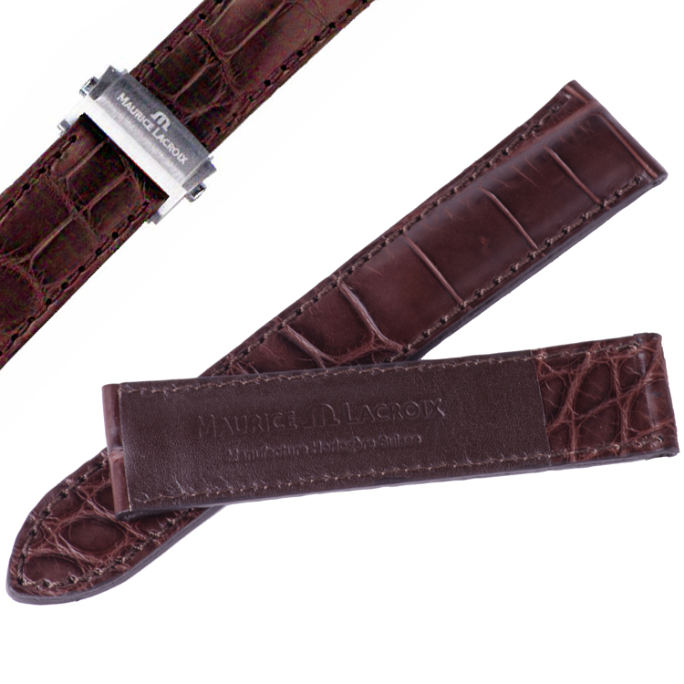 Maurice Lacroix Pontos Uhrenarmband Klemmschliesse Mississippi Alligator Braun 20/18 mm