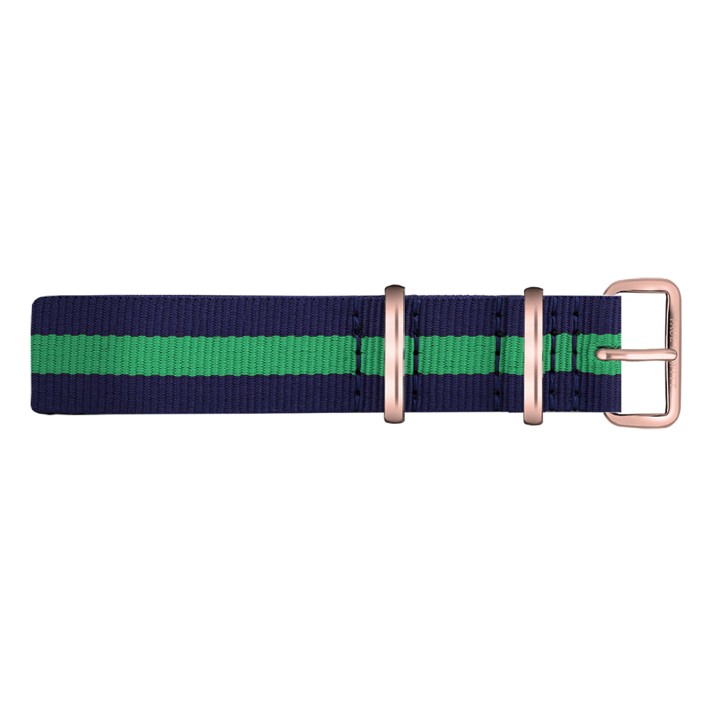 Paul Hewitt NATO Uhrenarmband Marineblau Grün mit Roségoldener Schliesse 20mm