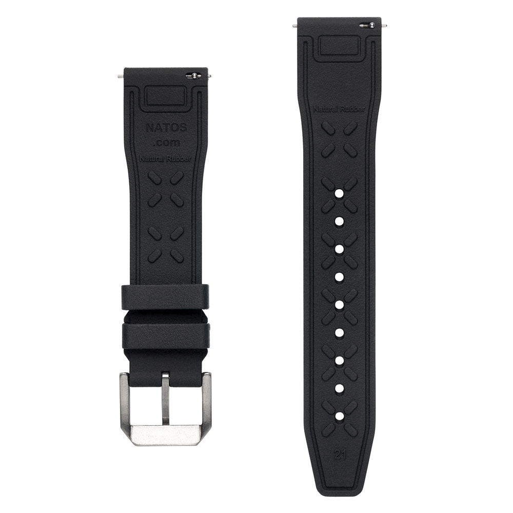 Segeltuch Struktur Uhrenarmband FKM Gummi Schwarz
