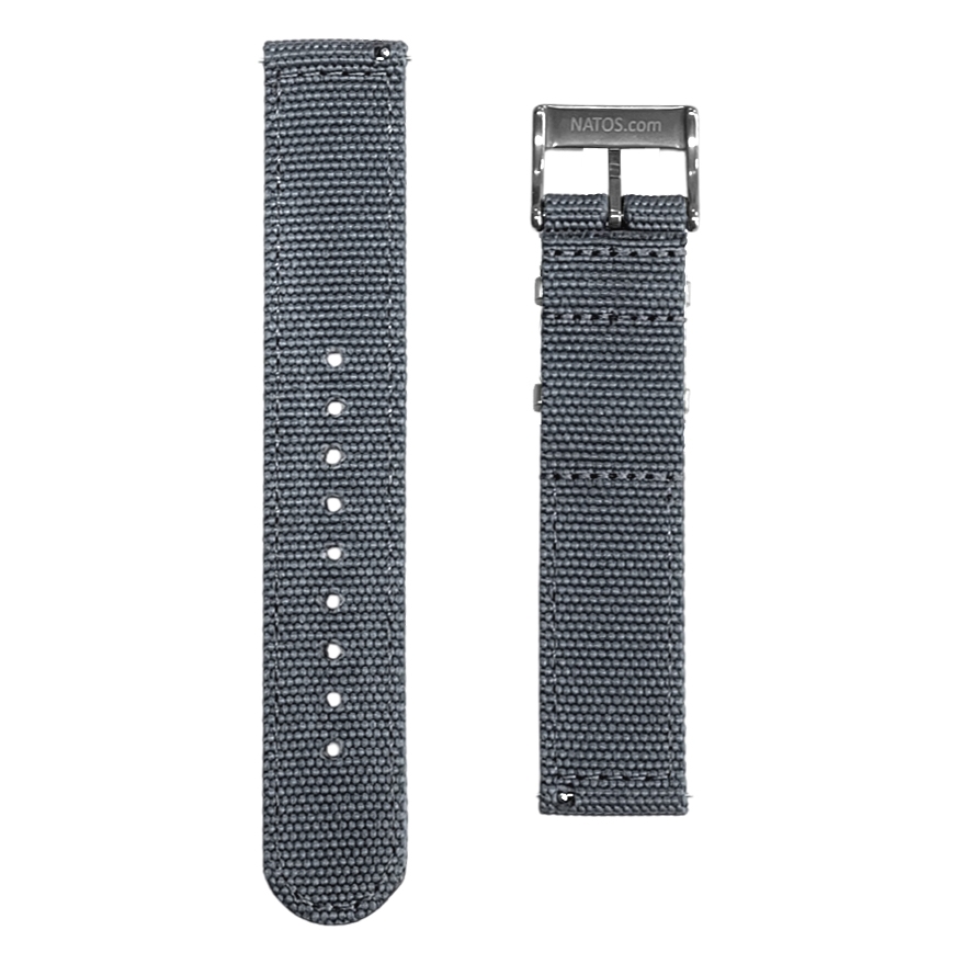 Graues Canvas Like NATO Nylon Two Piece Uhrenarmband