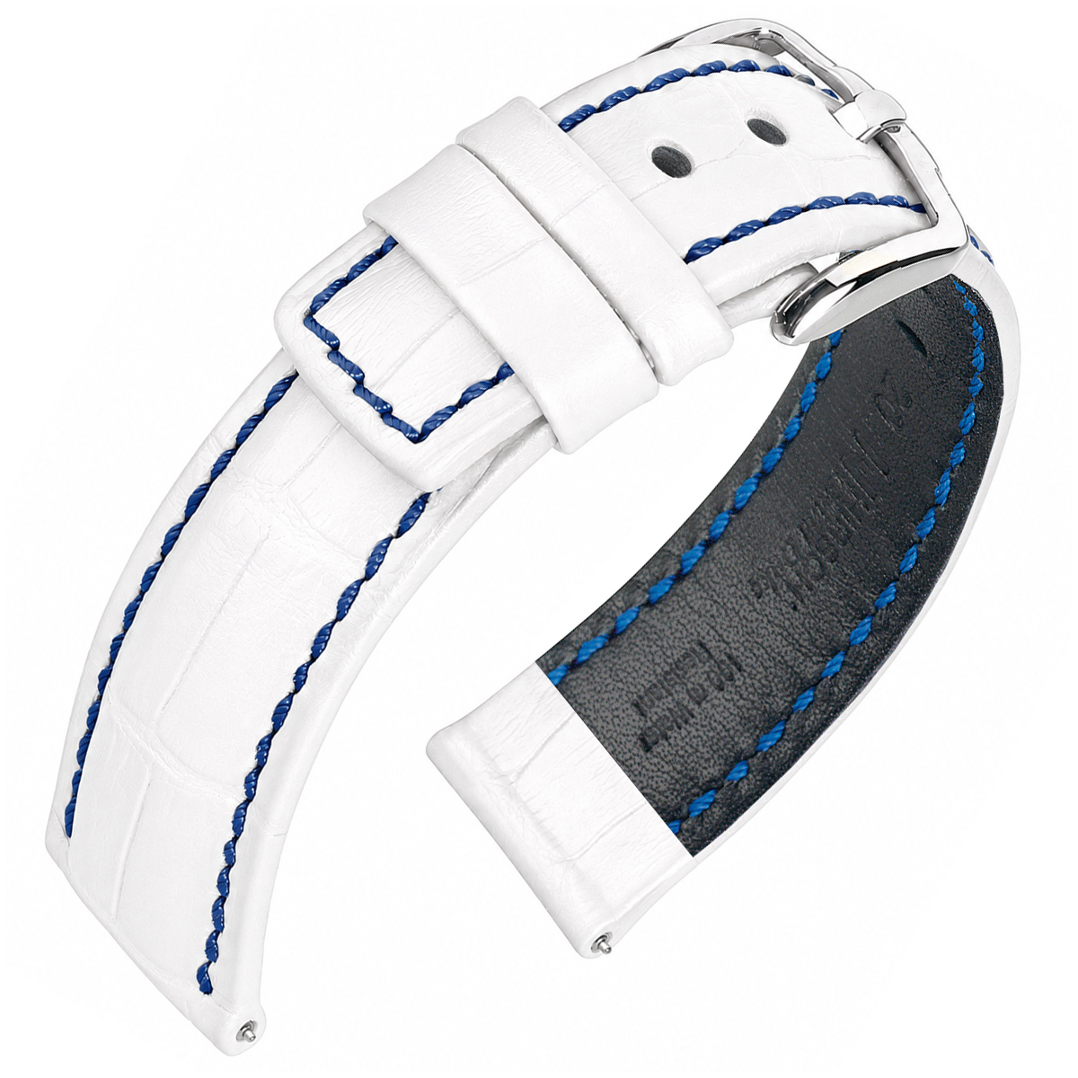 Hirsch Grand Duke Uhrenarmband 100m Alligator Relief Weiss