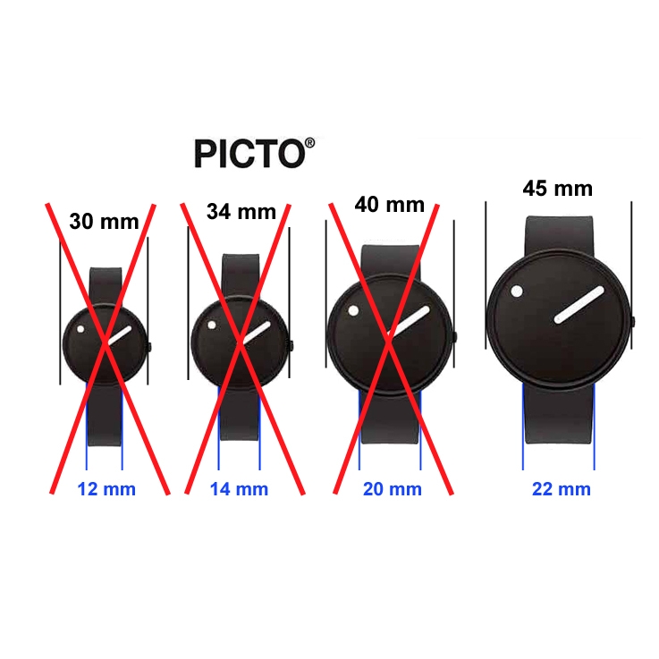 Picto Uhrenarmband Gummi Schwarz - 22mm